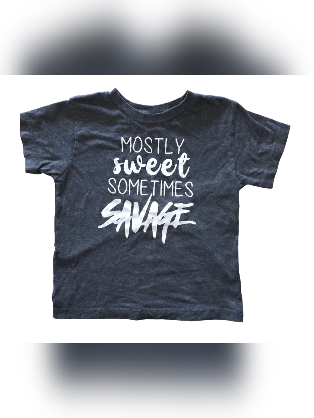 Bella Canvas Kids Mostly Sweet Sometimes Savage Short Sleeve Shirt Boys Size 4T